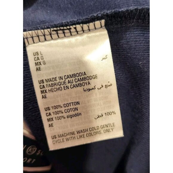 New Karen Scott Sport Navy And White Collared 1/4 Button 3/4 Sleeve Dress Sz L - Picture 6 of 6